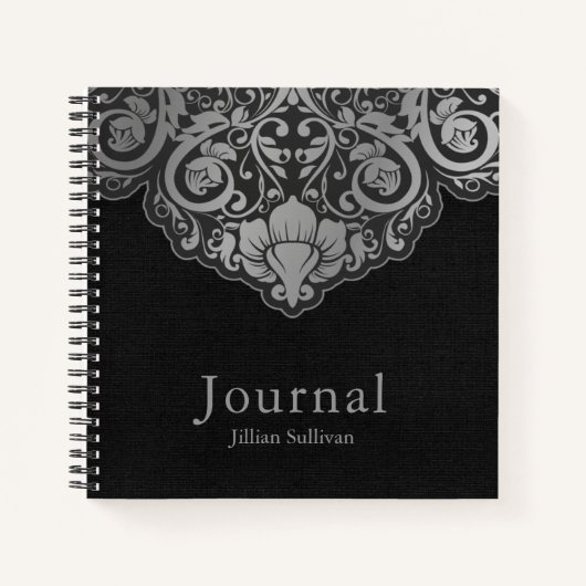 Chic Abstrakt Grau auf schwarzen Wirbel Notizblock (Vorderseite)