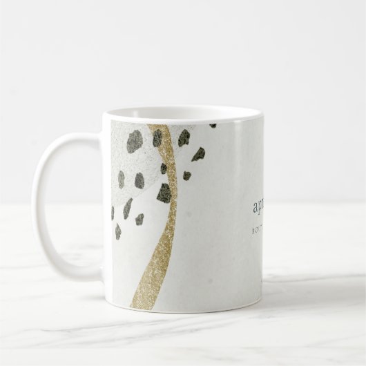 Chic Abstrakt Ivory Gold Black Gray Stone Textur Kaffeetasse (Links)