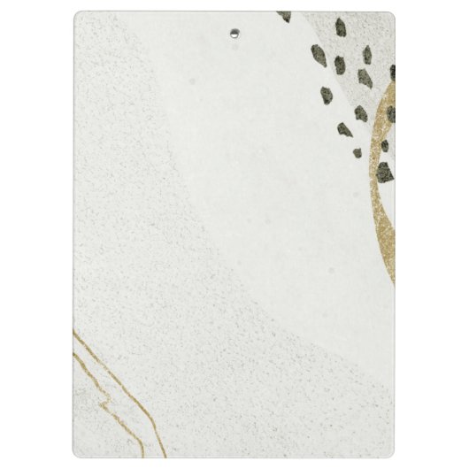 Chic Abstrakt Ivory Gold Black Gray Stone Textur Klemmbrett (Rückseite)