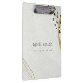 Chic Abstrakt Ivory Gold Black Gray Stone Textur Klemmbrett (Rechts)