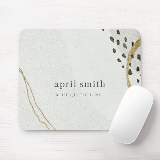 Chic Abstrakt Ivory Gold Black Gray Stone Textur Mousepad (Mit Mouse)