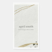 Chic Abstrakt Ivory Gold Black Gray Stone Textur Serviette (Vorderseite)