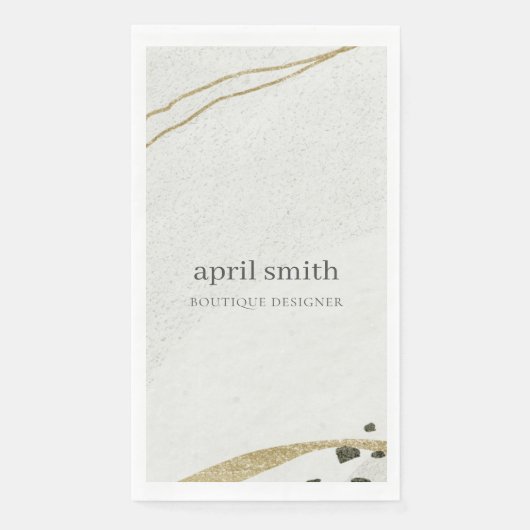 Chic Abstrakt Ivory Gold Black Gray Stone Textur Serviette (Vorderseite)