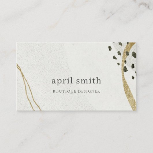 Chic Abstrakt Ivory Gold Black Gray Stone Textur Visitenkarte (Vorderseite)