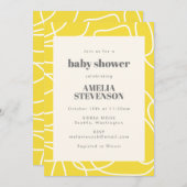 Chic Abstrakt Modern Line Art Yellow Baby Dusche Einladung (Vorne/Hinten)