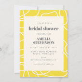 Chic Abstrakt Modern Line Art Yellow Brautparty Einladung (Vorderseite)