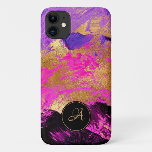 Chic abstrakt moderne Kunst lila rosa Gold Glitzer Case-Mate iPhone Hülle (Rückseite)
