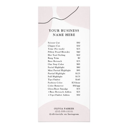 Chic Abstrakt Neutral | Menü "Preise" (Vorne)