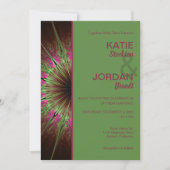 Chic Abstrakt Pink und Green Wedding Einladung (Vorderseite)