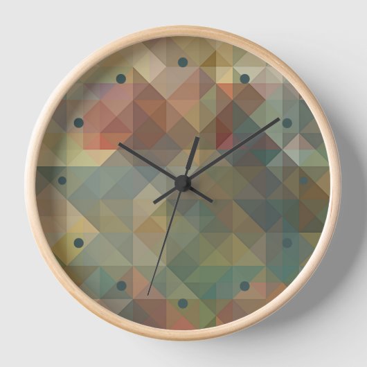 Chic Abstrakt Retro Dreiecke Mosaikmuster Uhr (Vorderseite)