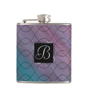 Chic Abstrakt   Rosa Aquamarin Blau Türkis Lila Flachmann