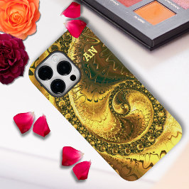 Chic Abstrakt Vivid Fraktal Golden Sprial Initiale Case-Mate iPhone 14 Pro Max Hülle