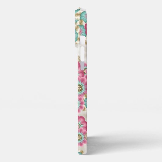 Chic Abstrakte japanische Blume Art Pattern iPhone Hülle (Linke Seite)