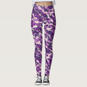 Chic abstraktes lila und rosa weißes Blumenmuster Leggings