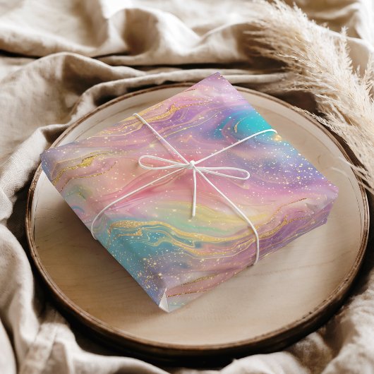 Chic abstraktes Pastell-Glitter-Farbenmuster Seidenpapier
