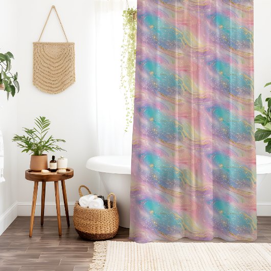 Chic abstraktes Pastell-Glitter-Farbmuster Duschvorhang