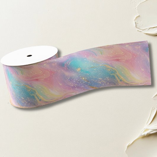 Chic abstraktes Pastell-Glitter-Farbmuster Ripsband