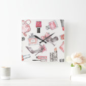 Chic Accents | Aquarellfarben Quadratische Wanduhr (Zuhause)