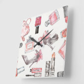 Chic Accents | Aquarellfarben Quadratische Wanduhr (Winkel)