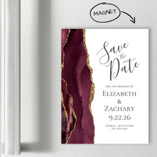 Chic Achat Burgund Gold Magnetisch Save the Date Magnetkarte