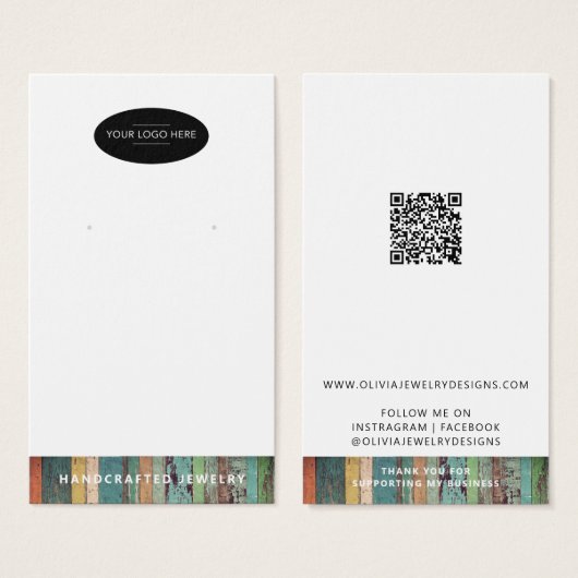 Chic Add your Logo QR Code Earring Display Card (Vorne & Hinten)