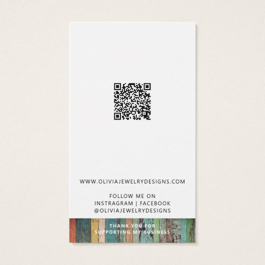 Chic Add your Logo QR Code Earring Display Card (Rückseite)