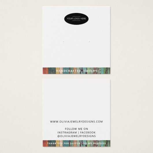 Chic Add your Logo Stuhl Earring Display Card (Vorne & Hinten)