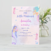 Chic Adorable Mermaid 1. Geburtstag Einladung (Stehend Vorderseite)