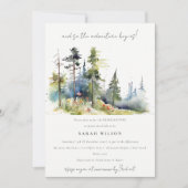 Chic Adventure Begin Pine Forest Brautparty Einladung (Vorderseite)