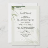 Chic Aesthetic Watercolor Islamic Wedding Monogram Einladung (Vorderseite)