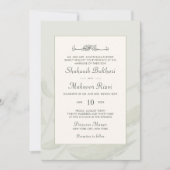 Chic Aesthetic Watercolor Islamic Wedding Monogram Einladung (Vorderseite)