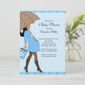 Chic African American Pregnant Mama Baby Dusche Einladung (Stehend Vorderseite)