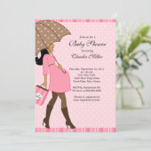 Chic African American Pregnant Mama Baby Dusche Einladung (Stehend Vorderseite)