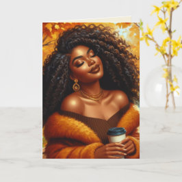 Chic African American Woman Erntedank | Fall Karte