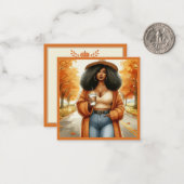 Chic African American Woman Erntedank | Fall Mitteilungskarte (Vorderseite/Rückseite Beispiel)