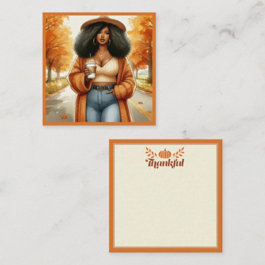 Chic African American Woman Erntedank | Fall Mitteilungskarte (Vorne/Hinten)