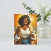 Chic African American Woman Erntedank | Fall Postkarte (Stehend Vorderseite)