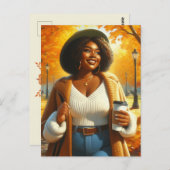 Chic African American Woman Erntedank | Fall Postkarte (Vorne/Hinten)