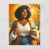 Chic African American Woman Erntedank | Fall Postkarte (Vorderseite)