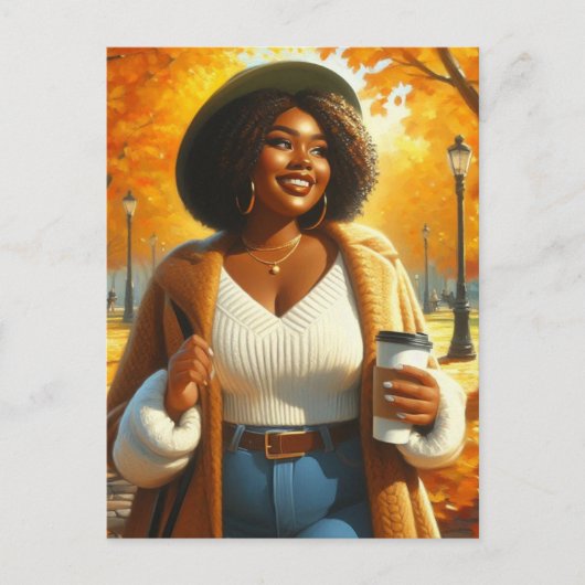Chic African American Woman Erntedank | Fall Postkarte (Vorderseite)
