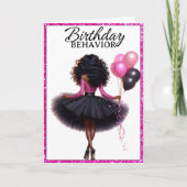 Chic African American Woman Pink/Black Birthday Karte (Vorderseite)