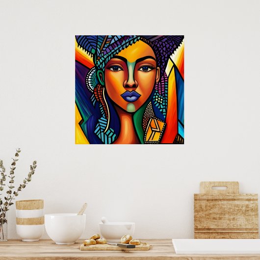 Chic Afro Queen Poster (Küche)