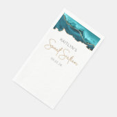 Chic Agate Aquamarin Blue Gold 16 . Geburtstag Serviette (Ecke)