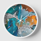 Chic agate Aquarell silber türkis Orange Uhr (Vorderseite)