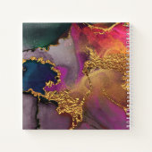 Chic agate Aquarellgold lila & blau Quadrat Notizblock (Rückseite)