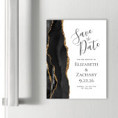 Chic Agate Black Gold Magnetic Save the Date Magnetkarte