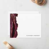 Chic Agate Burgundy Red Gold Glitzer Marble Geode Mitteilungskarte (Vorderseite/Rückseite Beispiel)
