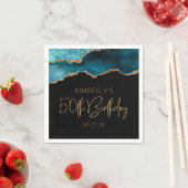 Chic Agate Geode Aquamarin Gold 50. Geburtstag Serviette (Beispiel)