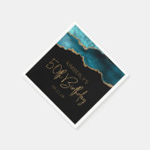 Chic Agate Geode Aquamarin Gold 50. Geburtstag Serviette (Ecke)