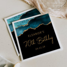 Chic Agate Geode Aquamarin Gold 70. Geburtstagspar